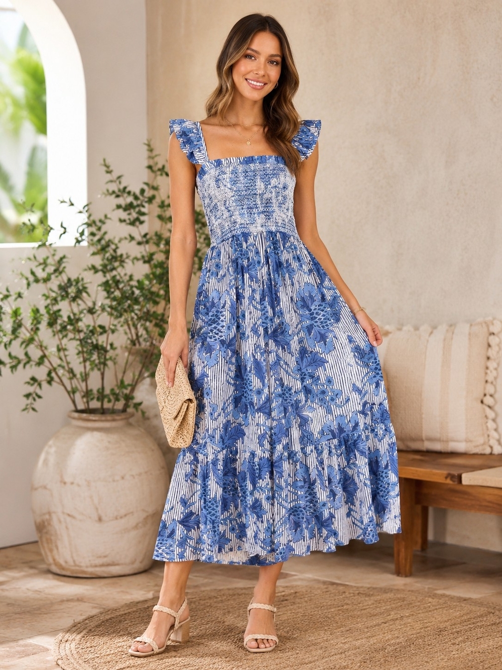 Charlee by the Charleston Shoe Co. Blue Floral Maxi Dress | Size Medium - NWT